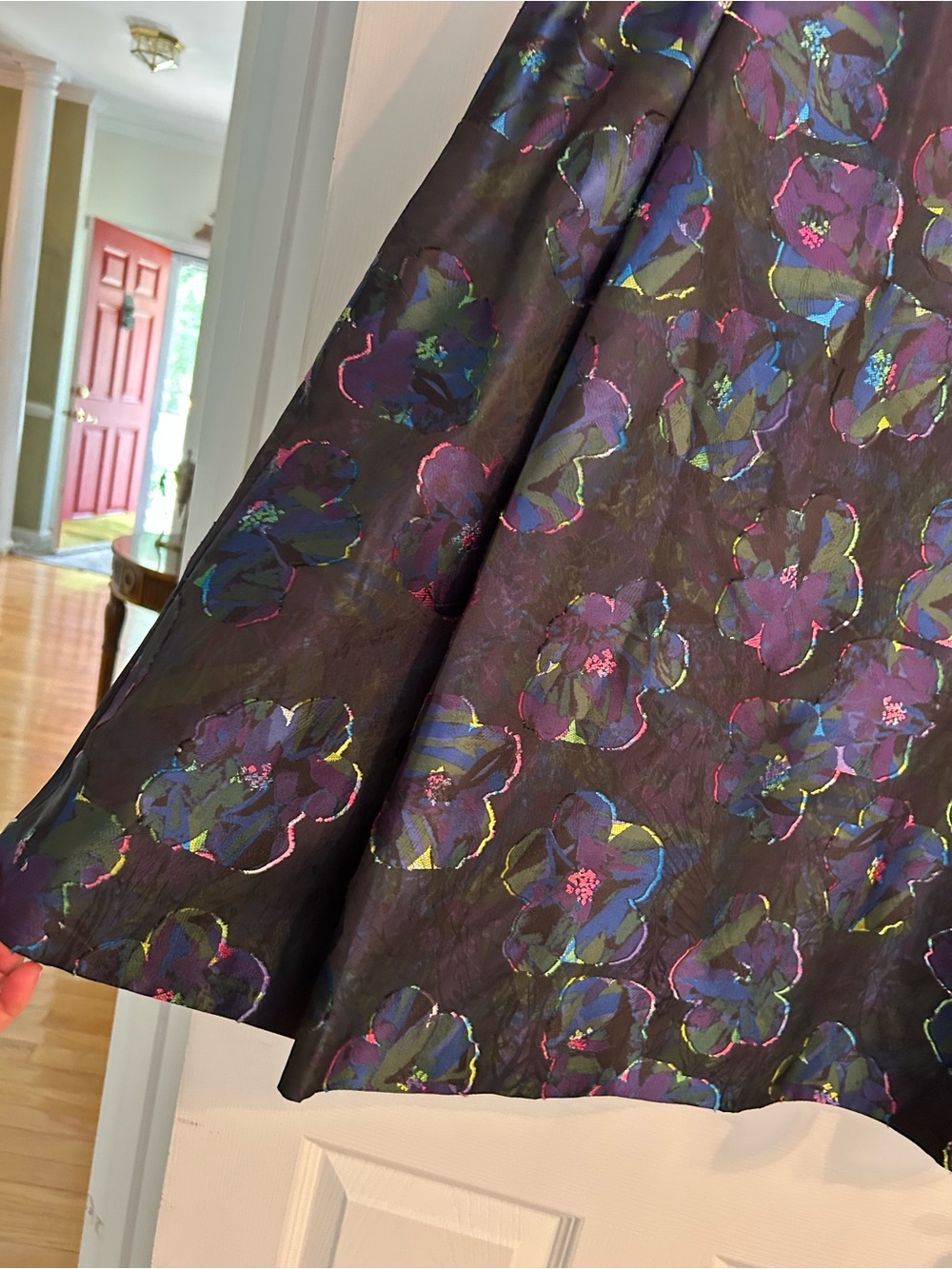 kate spade Black Midi Skirt with Purple & Blue Floral Print - Picture 3 of 13